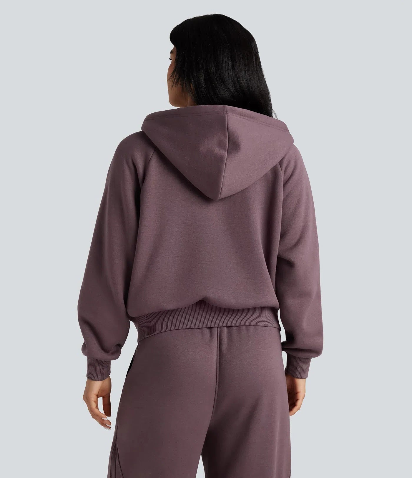 Hooded Double Zipper Oversized Fleece Casual Cotton Sweatshirt with Pockets